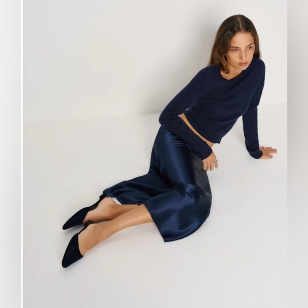 New Reformation Layla Silk Skirt - Midnight